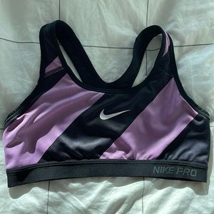Women’s Nike Pro sports bra - striped black and purple